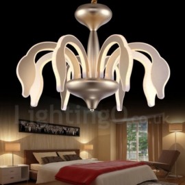 Dimmable Modern / Contemporary 8 Light Steel Chandelier with Acrylic Shade for Living Room, Dinning Room, Bedroom