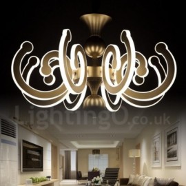 Dimmable Modern / Contemporary 8 Light Steel Chandelier with Acrylic Shade for Living Room, Dinning Room, Bedroom