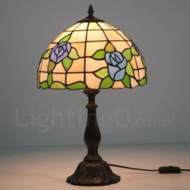 Tulip Pattern 12 inch Handmade Stained Glass Table Lamp European Retro Living Room Bedroom Study Room 1 Lamp