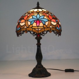 Baroque Pattern 12 inch Handmade Stained Glass Table Lamp European Retro Living Room Bedroom Study Room 1 Lamp