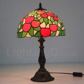 European Retro Apple Tree Pattern Lamp Shade 12 inch Stained Glass Desk Lamp Living Room Bedroom Study Room