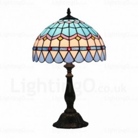 Mediteranean Sea Style 12 inch Traditional handmade Stained Glass Desk Lamp Living Room Bedroom Study Room Bar Coffee