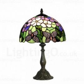 Butterfly Pattern 12 inch Traditional handmade Stained Glass Desk Lamp Living Room Bedroom Study Room Bar Coffee