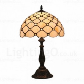 Gem Design 12 inch Traditional handmade Stained Glass Desk Lamp Living Room Bedroom Study Room Bar Coffee