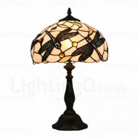 Dargonfly Pattern 12 inch Traditional handmade Stained Glass Desk Lamp Dragonfly Pattern Living Room Bedroom Study Room