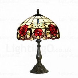Dragonfly Traditional 12 inch Stained Glass Desk Lamp Living Room Bedroom Study Room