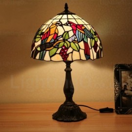 Grape Lamp Shade Retro 12 inch Stained Glass Desk Lamp Living Room Bedroom Study Room