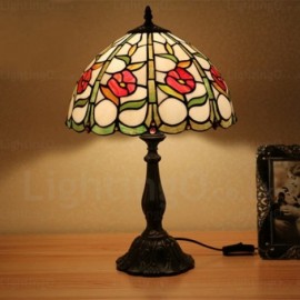 Sunflower Pattern Retro 12 inch Stained Glass Desk Lamp Living Room Bedroom Study Room