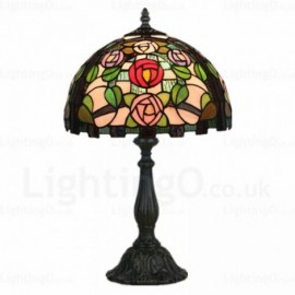 Tulip Retro 12 inch Stained Glass Desk Lamp Living Room Bedroom Study Room