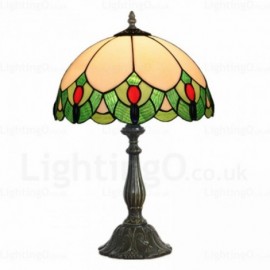 Heart Shape Pattern Retro 12 inch Stained Glass Desk Lamp Living Room Bedroom Study Room