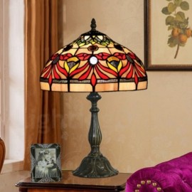12 inch Retro Handmade Stained Glass Desk Lamp Lotus Flower lamp Shade Living Room Bedroom Study Room
