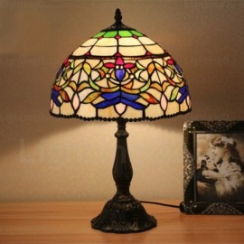 Baroque Lamp Shade Retro 12 inch Stained Glass Desk Lamp Living Room Bedroom Study Room