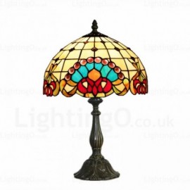 Baroque Lamp Shade Retro 12 inch Stained Glass Desk Lamp Living Room Bedroom Study Room