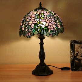 Wisteria Lamp Shade Retro 12 inch Stained Glass Desk Lamp Living Room Bedroom Study Room