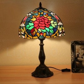Baroque Flower Pattern 12 inch Handmade Stained Glass Table Lamp Living Room Bedroom Study Room