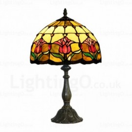 Tulip 12 inch Handmade Stained Glass Table Lamp Living Room Bedroom Study Room