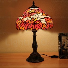 Leaf Lamp Shade Exquisite 12 inch Handmade Stained Glass Table Lamp Living Room Bedroom Study Room