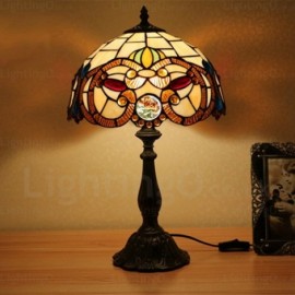 12 inch Stained Glass Table Lamp Baroque Pattern Living Room Bedroom Study Room