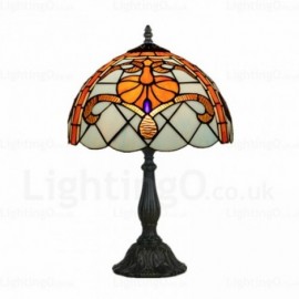 12 inch Stained Glass Table Lamp Baroque Pattern Living Room Bedroom Study Room