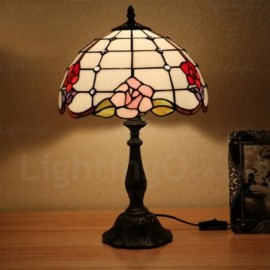 Rose Flower Design Luxury 12 inch Stained Glass Table Lamp Living Room Bedroom Study Room