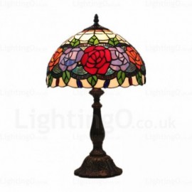 Rose Flower Design Exquisite 12 inch Stained Glass Table Lamp Living Room Bedroom Study Room