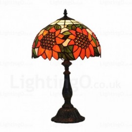 Sunflower Lamp Shade Exquisite 12 inch Stained Glass Table Lamp Living Room Bedroom Study Room