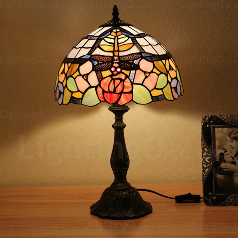 Dragonfly Design 12 Inch Handmade, Stained Glass Table Lamps Uk