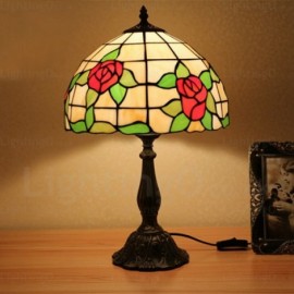 Rose Flower Design Exquisite 12 inch Stained Glass Table Lamp Living Room Bedroom Study Room