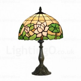 Lotus Lamp Shade Exquisite 12 inch Stained Glass Table Lamp Living Room Bedroom Study Room