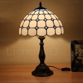 Gemstone Beads Lamp Shade Exquisite 12 inch Stained Glass Table Lamp Living Room Bedroom Study Room