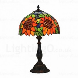 Sunflower Lamp Shade Exquisite 12 inch Stained Glass Table Lamp Living Room Bedroom Study Room