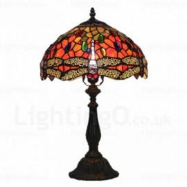 Dragonfly Design Luxury 12 inch Handmade Stained Glass Desk Lamp Living Room Bedroom Study Room