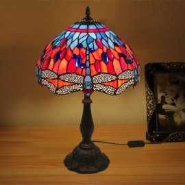 Dragonfly Design 12 inch Handmade Stained Glass Desk Lamp Living Room Bedroom Study Room