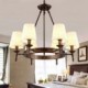 6 Light Nordic, Country/Rustic Pendant Lights with Fabric Shade for Living Room, Bedroom, Dining Room