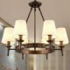 6 Light Nordic, Country/Rustic Pendant Lights with Fabric Shade for Living Room, Bedroom, Dining Room