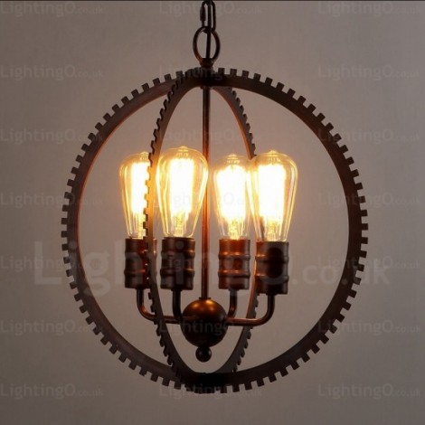 4 Light Vintage/Retro Pendant Lights for Living Room, Bedroom, Dining ...