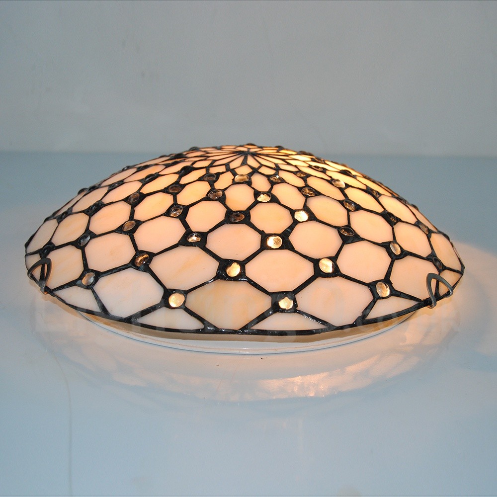 12 Inch Tiffany Flush Mount Beige Stained Glass Tiffany Two Light Flush Mount Ceiling Light