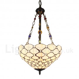 Diameter 40cm (16 inch) Handmade Rustic Retro Chandeliers Scale Pattern Glass Shade Bedroom Living Room Dining Room