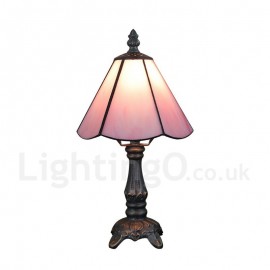 6inch Handmade Rustic Retro Stained Glass Table Lamp Pink Lamp Shade Bedroom Living Room Dining Room