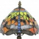 Handmade Rustic Retro Stained Glass Table Lamp Resin Base Blue Dragonfly Pattern Bedroom Living Room Dining Room Diameter 20cm (8 inch) Lampshade