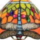 Handmade Rustic Retro Stained Glass Table Lamp Resin Base Blue Dragonfly Pattern Bedroom Living Room Dining Room Diameter 20cm (8 inch) Lampshade