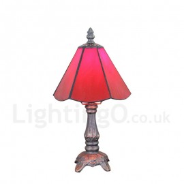 6inch Handmade Rustic Retro Stained Glass Table Lamp Red Lamp Shade Bedroom Living Room Dining Room