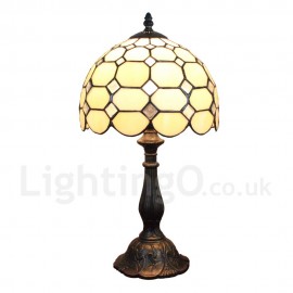 Diameter 30cm (12 inch) Handmade Rustic Retro Stained Glass Table Lamp Mesh Pattern Shade Bedroom Living Room Dining Room