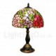 Diameter 30cm (12 inch) Handmade Rustic Retro Stained Glass Table Lamp Colorful Flower Pattern Shade Bedroom Living Room Dining Room