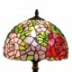 Diameter 30cm (12 inch) Handmade Rustic Retro Stained Glass Table Lamp Colorful Flower Pattern Shade Bedroom Living Room Dining Room