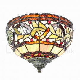 10inch Handmade Rustic Retro Stained Glass Wall Light Colorful Pattern Shade Bedroom Living Room Dining Room