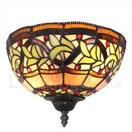 10inch Handmade Rustic Retro Stained Glass Wall Light Colorful Pattern Shade Bedroom Living Room Dining Room