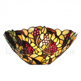 Diameter 30cm (12 inch) Handmade Rustic Retro Stained Glass Wall Light Grapes Pattern Shade Bedroom Living Room Dining Room
