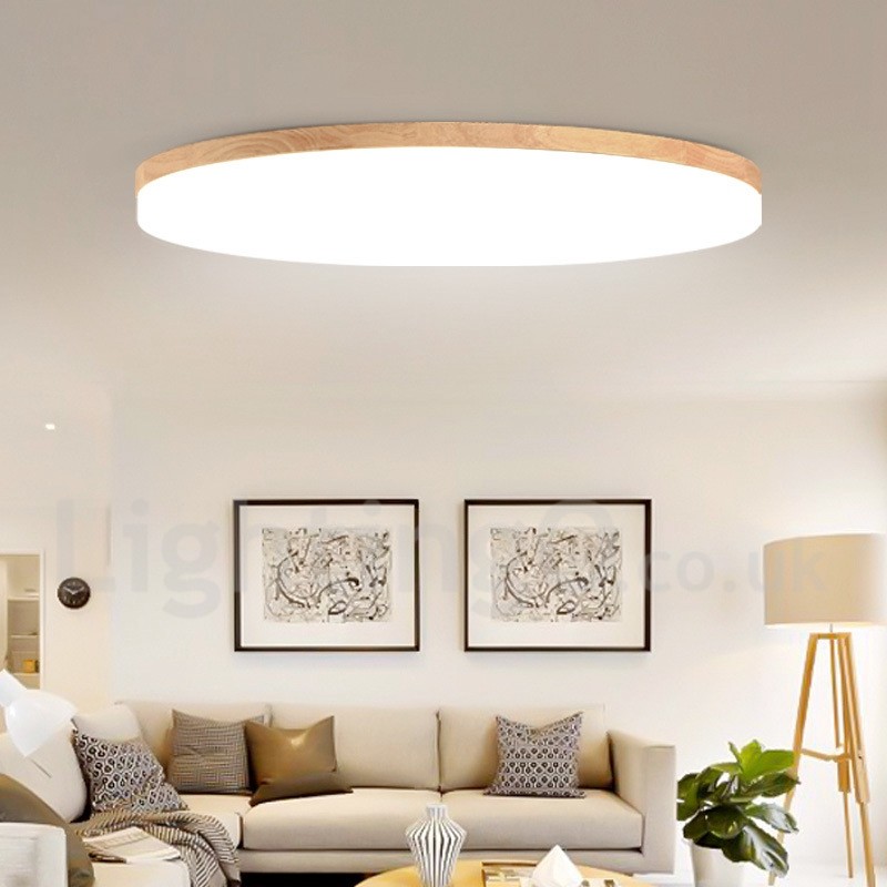 Nordic Round Bedroom Ceiling Lamp Simple Modern Solid Wood Living Room