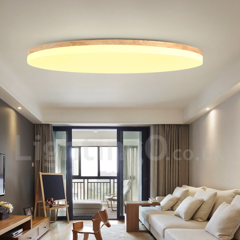 Nordic Round Bedroom Ceiling Lamp Simple Modern Solid Wood Living Room Balcony Lamp Ultra Thin Led Ceiling Lamp